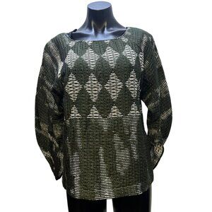 Maria Cornejo Olive White Diamond Textured Blouse Top 6